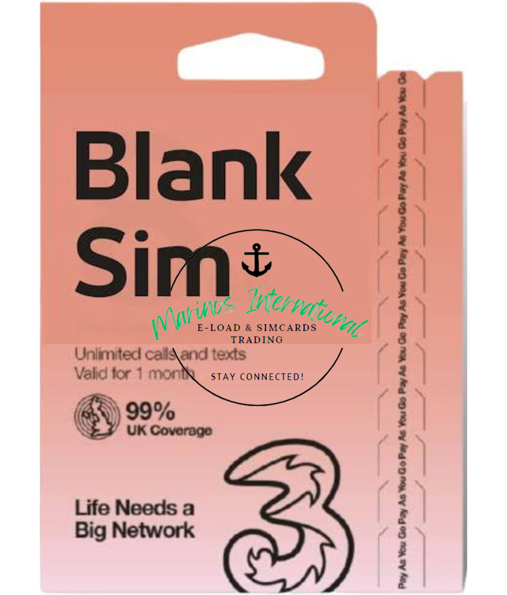 THREE UK BLANK SIM